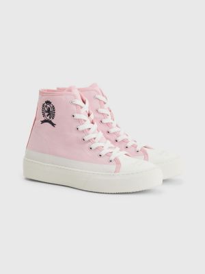 Zapatillas de lona con corte alto y escudo | ROSA | Tommy