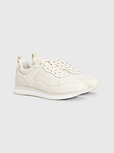 beige active monogram embroidery tonal trainers for women tommy hilfiger