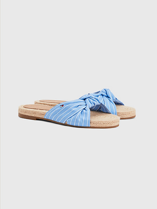 sandales plates style espadrilles à rayures bleu pour femmes tommy hilfiger