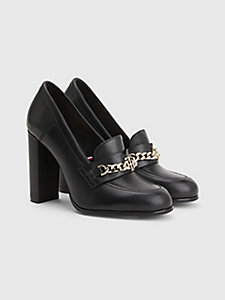 schwarz stiletto-loafer mit kette für damen - tommy hilfiger