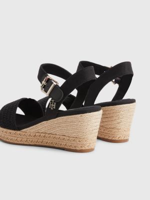 low platform sandals black