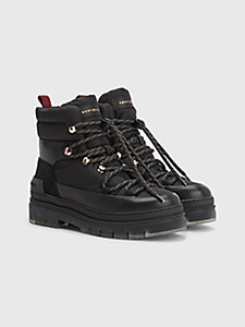 black hiking-inspired lace-up boots for women tommy hilfiger