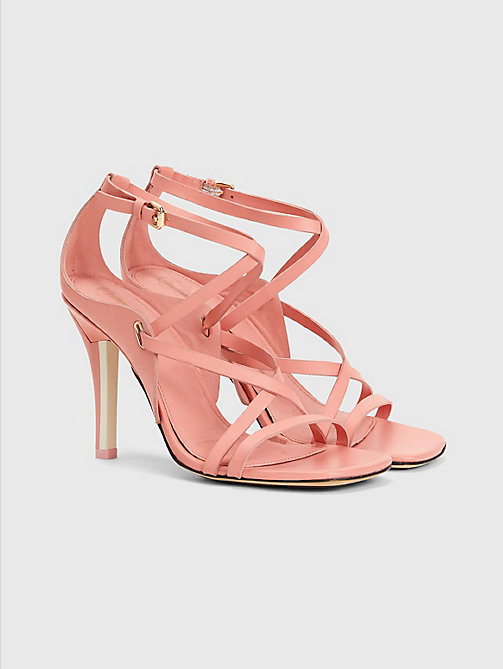 pink elevated crest heeled sandals for women tommy hilfiger