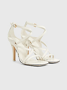INTERLACE MID HEEL SA Sandales Tommy Hilfiger en coloris Blanc Femme Chaussures Chaussures à talons Sandales compensées 