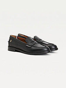 Dames Schoenen voor voor Platte schoenen voor Loafers en mocassins Tommy Hilfiger Leer Th Hardware Lederen Loafer in het Zwart 