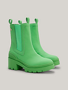 groen chelsea boots met blokhak voor dames - tommy hilfiger
