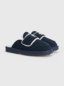 blue th monogram loafer slippers for women tommy hilfiger