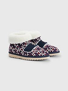 red th monogram slipper boots for women tommy hilfiger