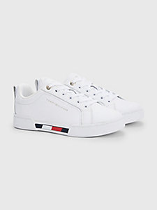 white leather signature cupsole trainers for women tommy hilfiger