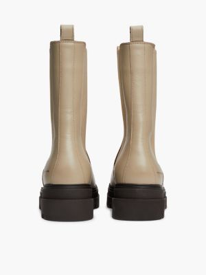 beige klobiger chelsea-boot aus leder für damen - tommy hilfiger