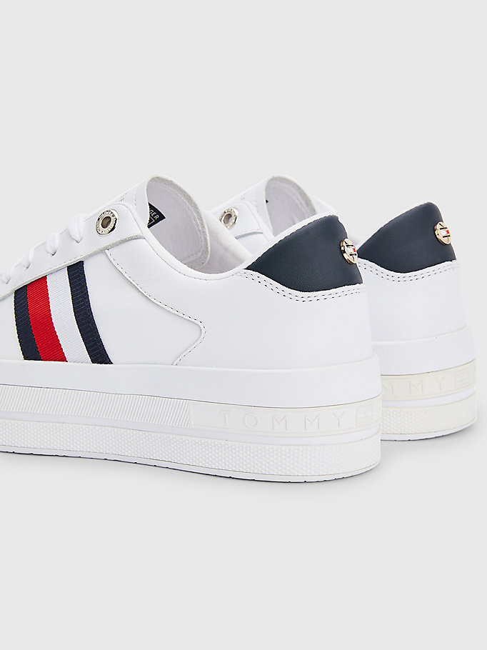 white signature flatform trainers for women tommy hilfiger