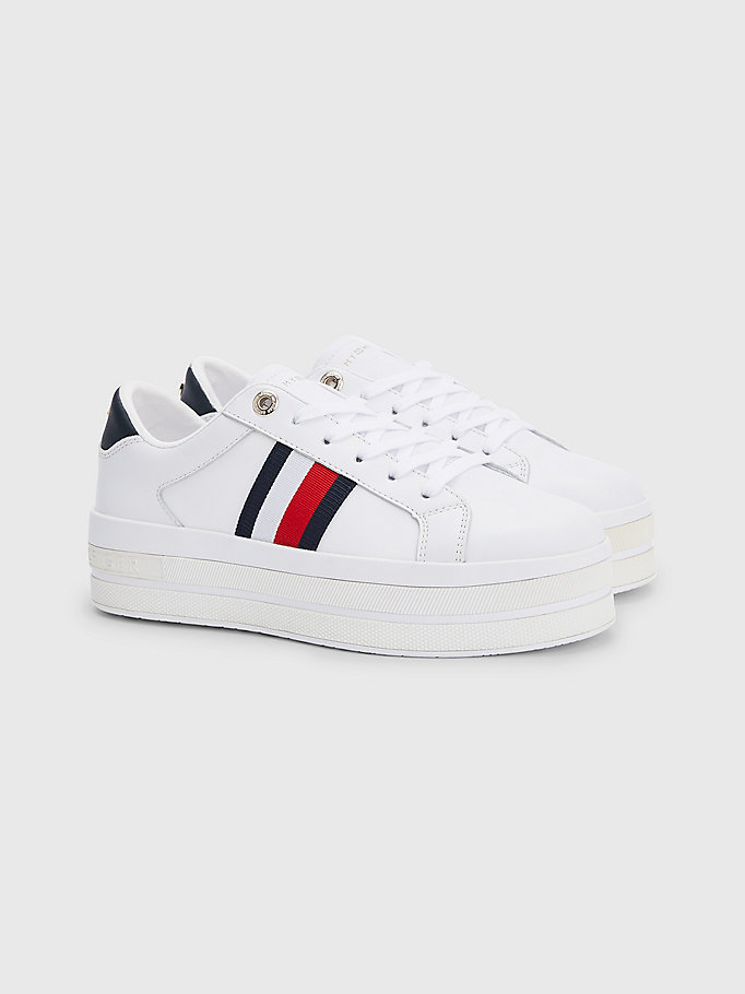 white signature flatform trainers for women tommy hilfiger