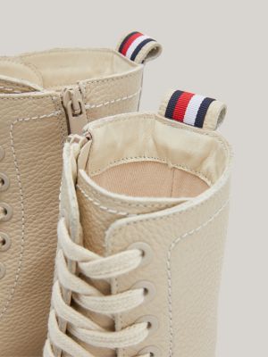 beige boots lace up