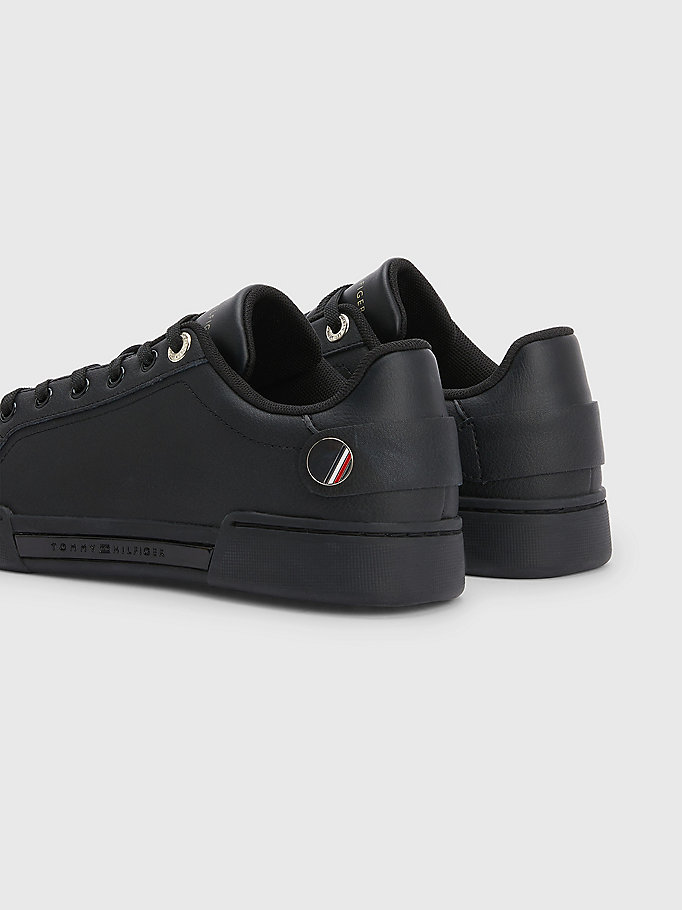black plaque detail trainers for women tommy hilfiger