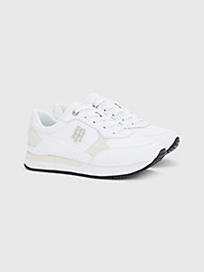 white monogram plaque running trainers for women tommy hilfiger