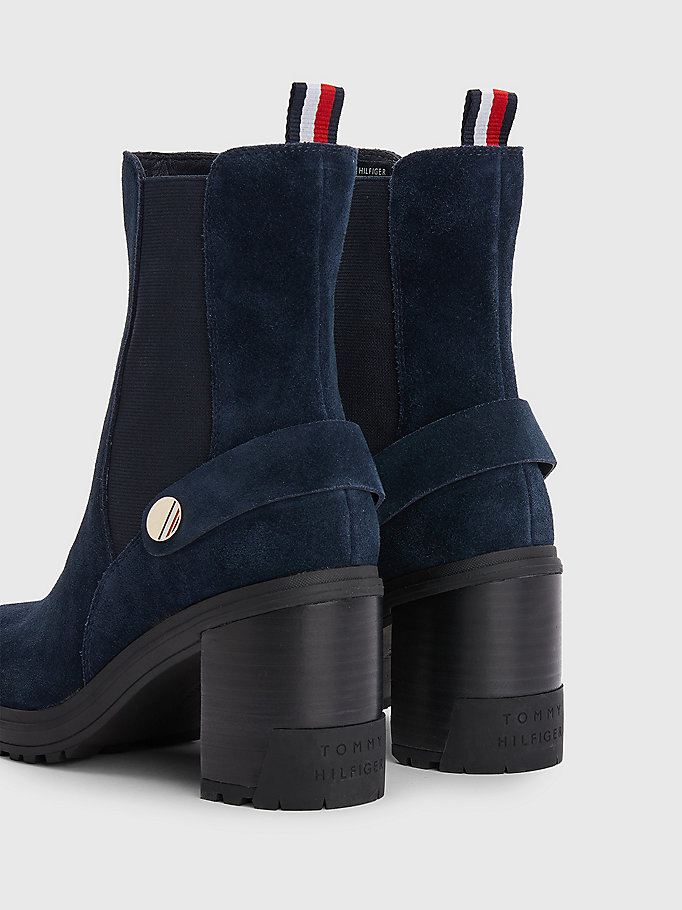 blue suede high heel ankle boots for women tommy hilfiger