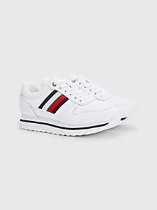 white signature tape runner trainers for women tommy hilfiger
