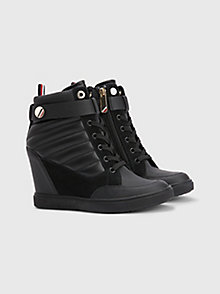black concealed wedge trainer boots for women tommy hilfiger