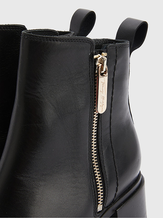 Clasp Twinkle dignity Leather Mid-Heel Zip-Up Ankle Boots | BLACK | Tommy Hilfiger