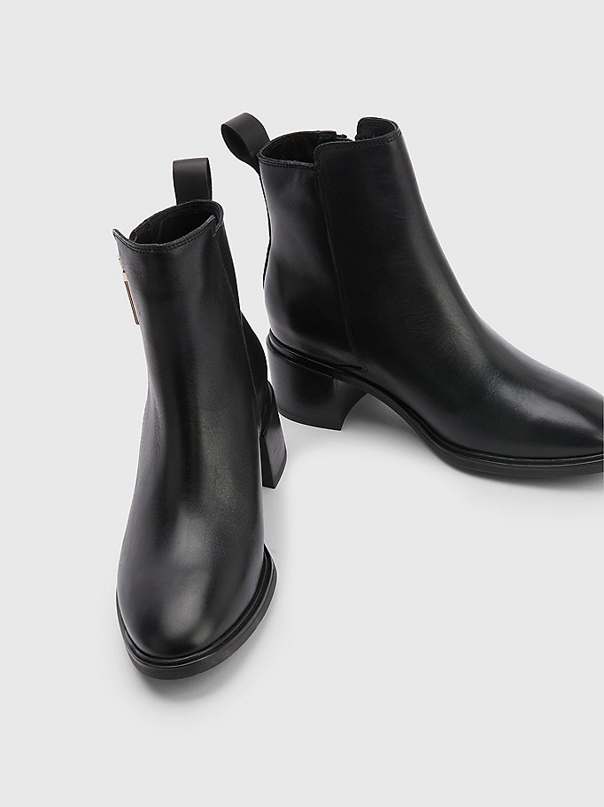 Clasp Twinkle dignity Leather Mid-Heel Zip-Up Ankle Boots | BLACK | Tommy Hilfiger