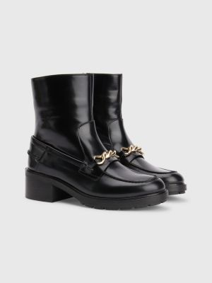 Chain Detail Leather Boots | BLACK | Tommy Hilfiger