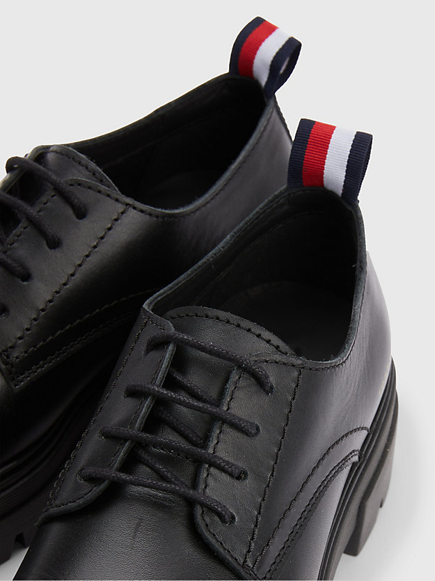 monigote de nieve Contabilidad representante Leather Lace-Up Chunky Sole Shoes | BLACK | Tommy Hilfiger