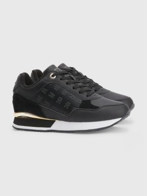 TH Monogram Embossed Metallic Detail Trainers BLACK Tommy Hilfiger
