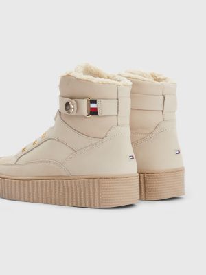 Mareo Analítico manguera Botas de piel forradas con cordones | BEIGE | Tommy Hilfiger