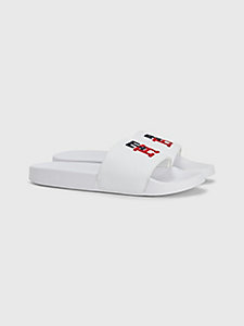 biały klapki basenowe essential z logo dla kobiety - tommy hilfiger