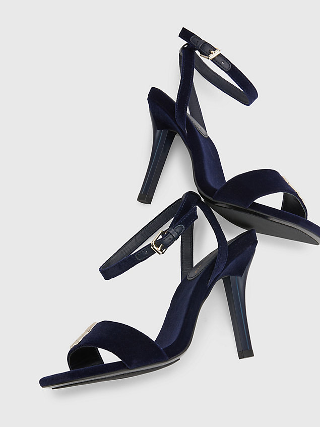 blue velvet stiletto heel sandals for women tommy hilfiger