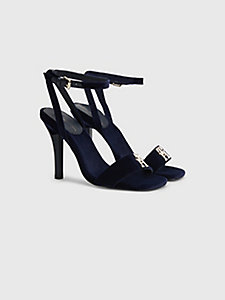 blue velvet stiletto heel sandals for women tommy hilfiger
