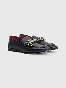 schwarz slipper-loafer mit ketten-detail für damen - tommy hilfiger