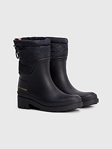 black embossed monogram rain boots for women tommy hilfiger