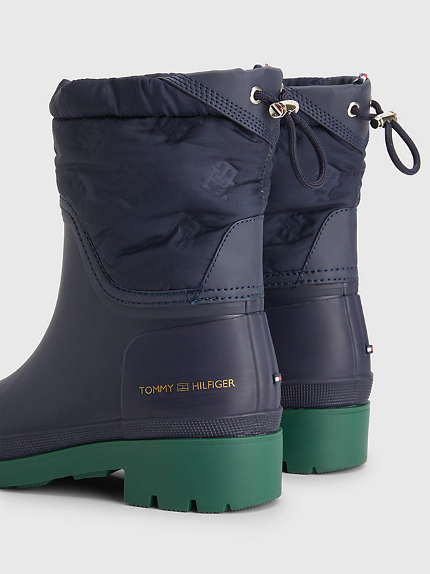 SPACE BLUE Embossed Monogram Rain Boots for women TOMMY HILFIGER