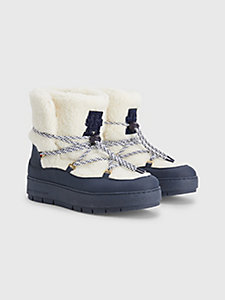 blue faux fur ankle snow boots for women tommy hilfiger