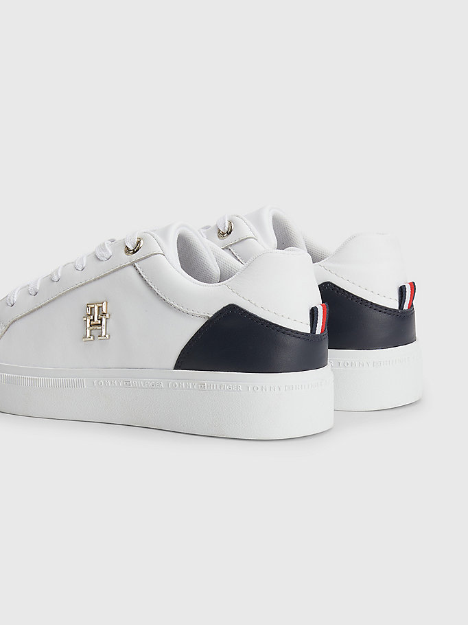 white leather court trainers for women tommy hilfiger