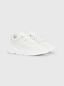 white leather chunky sole runner trainers for women tommy hilfiger