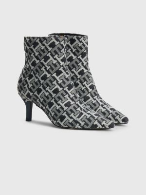 Botines punta fina y monogramas | AZUL |