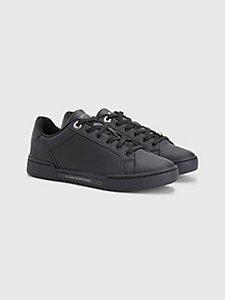 black gold detail court trainers for women tommy hilfiger