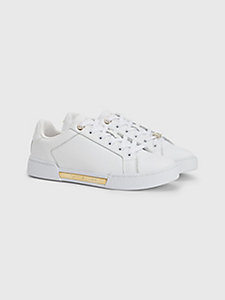 white gold detail court trainers for women tommy hilfiger
