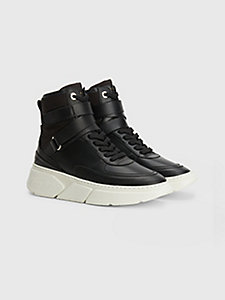 black chunky high-top trainers for women tommy hilfiger