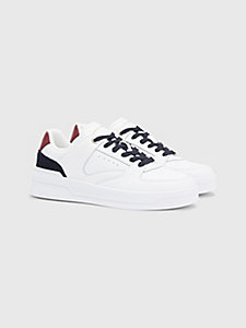 white leather monogram basketball trainers for women tommy hilfiger
