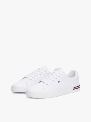 wit signature-sneaker met reliëflogo voor dames - tommy hilfiger