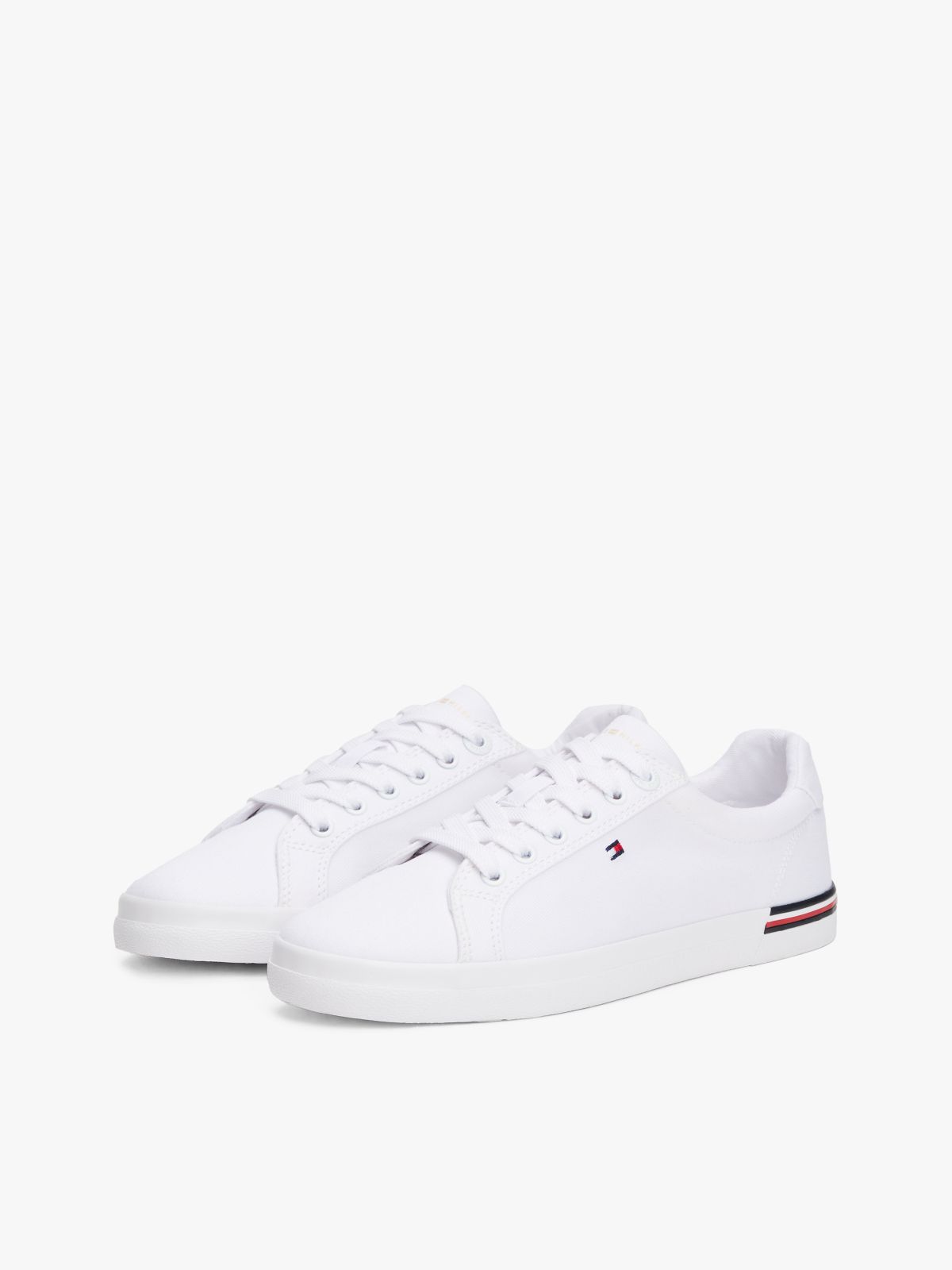 Twill Signature Lace-Up Trainers — White