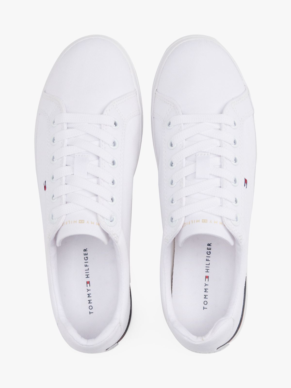 Twill Signature Lace-Up Trainers — White