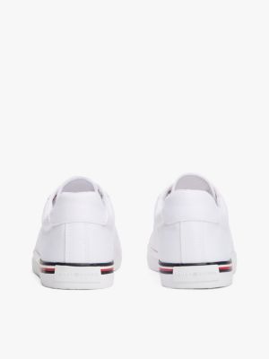 wit signature-sneaker met reliëflogo voor dames - tommy hilfiger