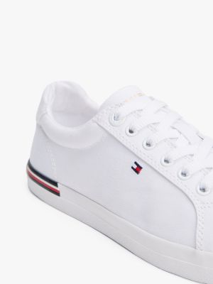 wit signature-sneaker met reliëflogo voor dames - tommy hilfiger