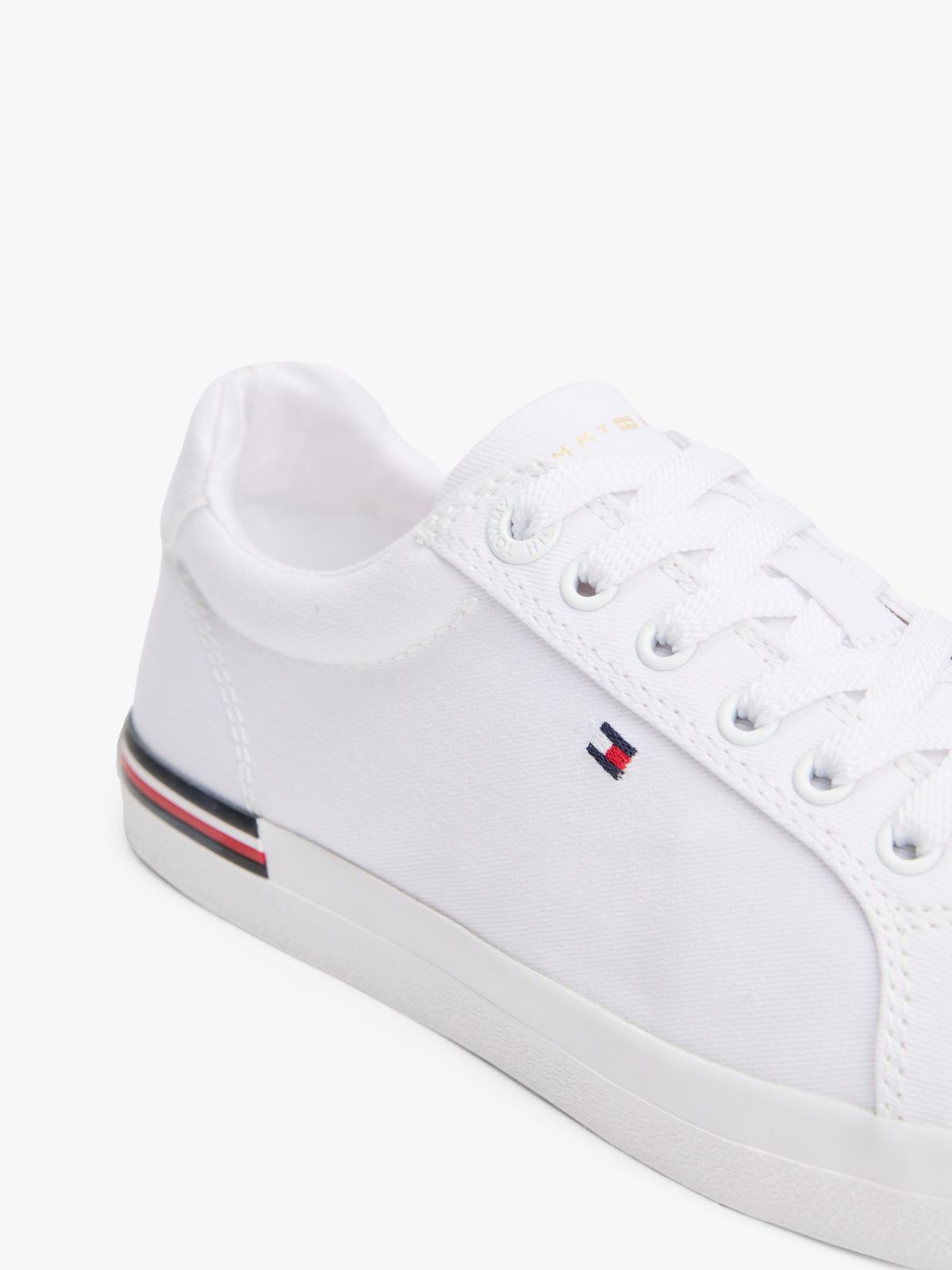 Twill Signature Lace-Up Trainers — White