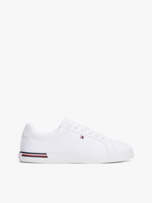 white embossed logo signature trainers for women tommy hilfiger