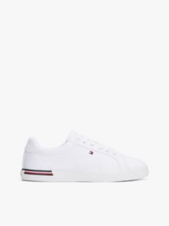 Twill Signature Lace-Up Trainers — White 1